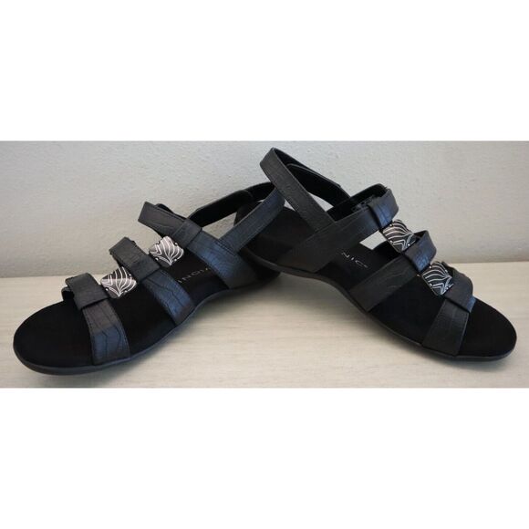 Vionic Women's Sz 10M Black Croco Amber Adjustable Orthotic Sandals - Picture 5 of 12